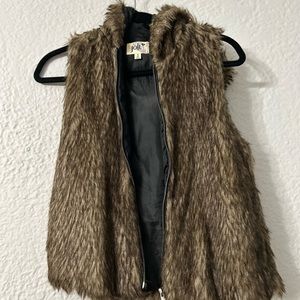 Hooded faux fur vest